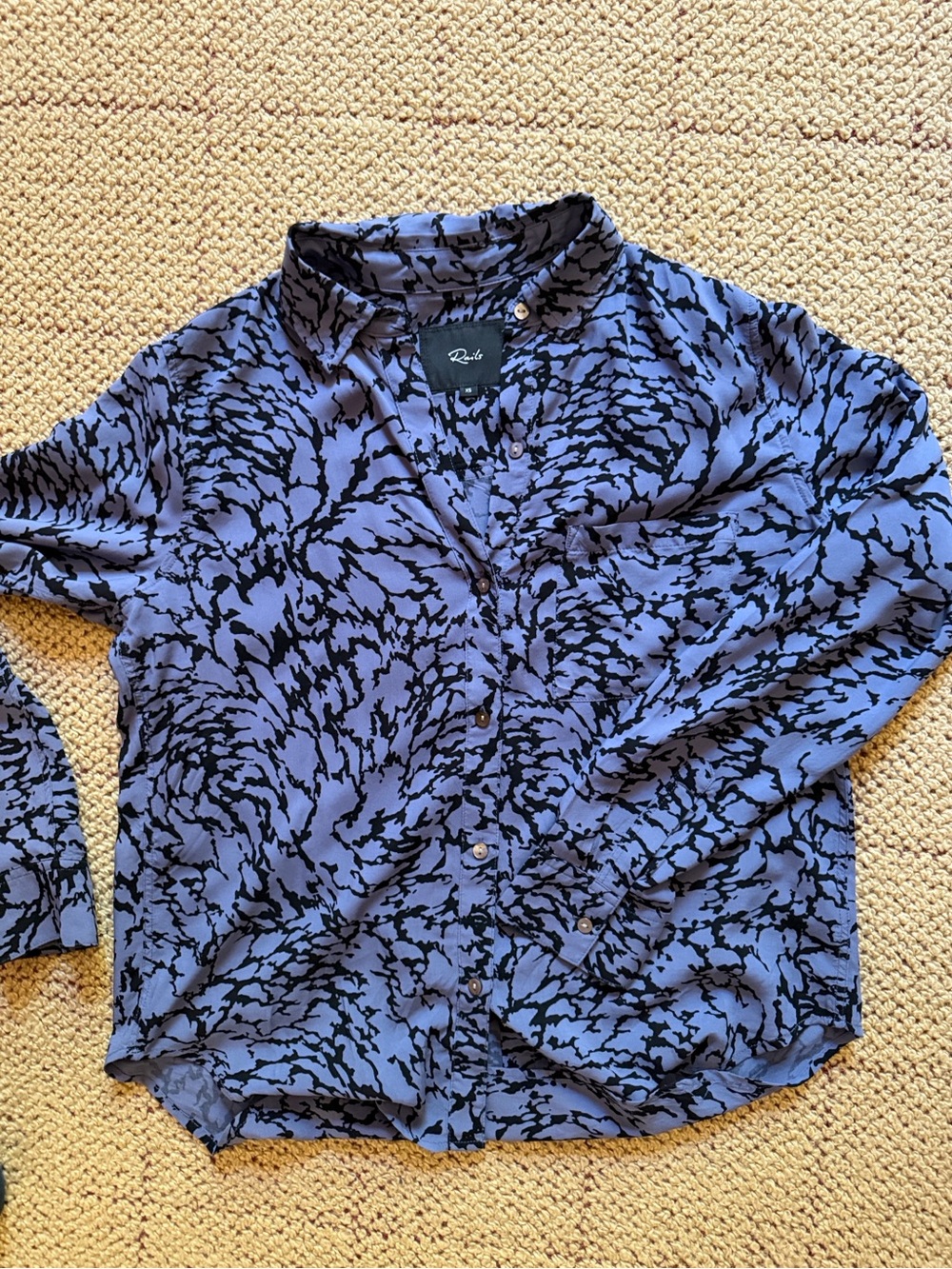 Rails Periwinkle and Black Abstract Print Button-Down